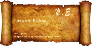 Mateas Emese névjegykártya